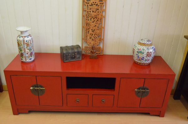 buffet chinois rouge 150 cm