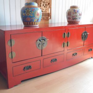 buffet chinois rouge sang 140 cm