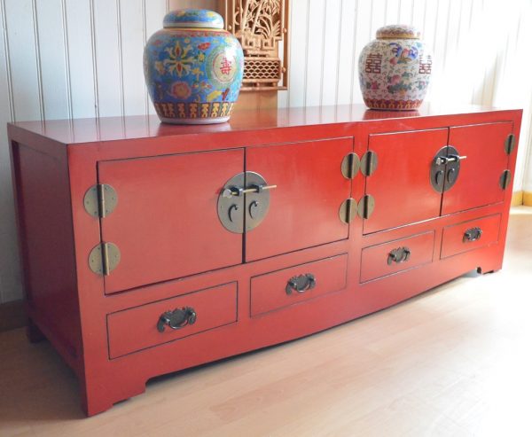 buffet chinois rouge sang 140 cm