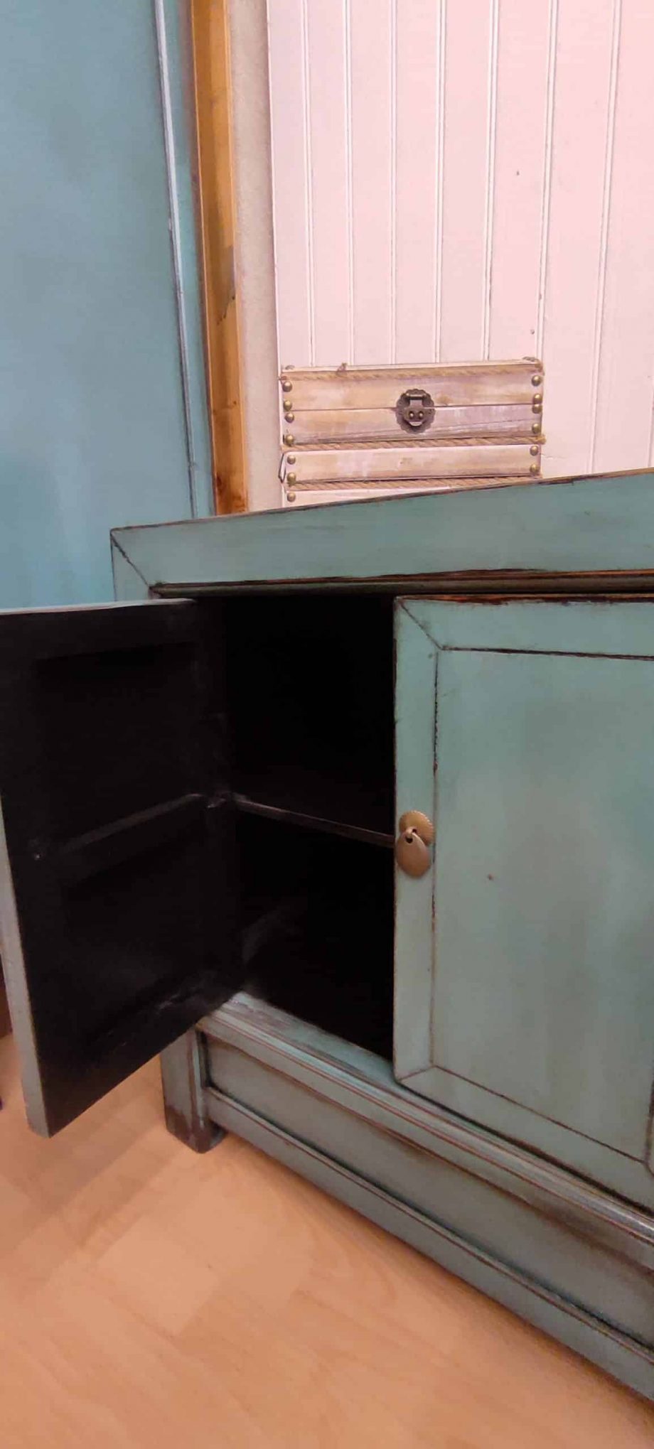Buffet chinois 4 portes turquoise